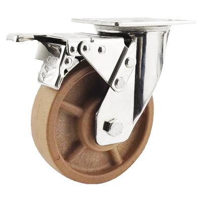 China 4inch Rigid Stainless Steel Caster/Heat Resistant Swivel Food Oven Caster/Brake Wheel High Temperature Solid Food Processing Wheel for sale