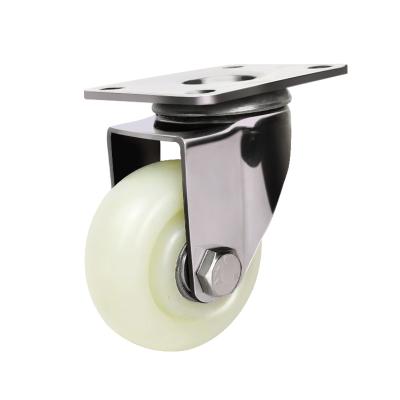 China Durable 304 Stainless Steel Bracket Casters 2.5 Inch Industrial Nylon Caster Wheels For Food Factory for sale