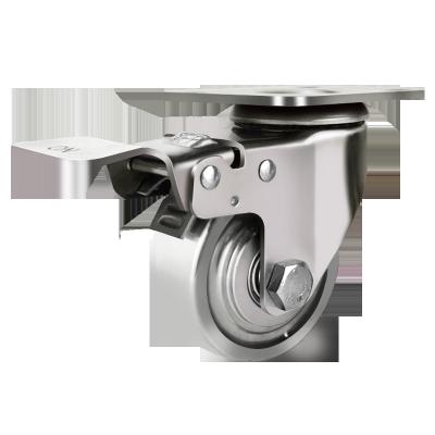 China Durable Caster Maker 75 Mm Swivel With Brake Caster All Stainless Steel 304 Casters For Dining Restaurant for sale