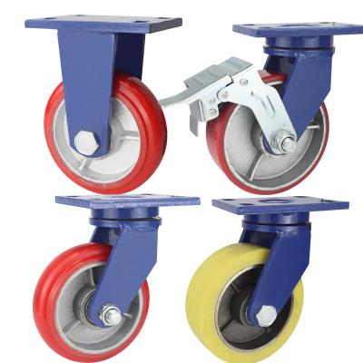 China Rigid Casters Manufacturers 2 Ton Load Capacity PU Extra Heavy Duty Locking Nylon Iron Casters Caster Wheel For Container for sale