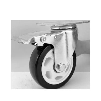 China 5 Inch Caster And 3 Wheel Fixed Steel Caster PVC PU Wheels Durable Medium Duty Nylon Casters For Warehouse Trolley for sale