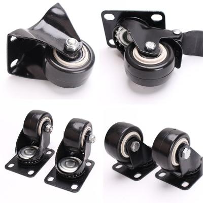 China 1.5 Inch Low Noise 2 Inch Wheel PU Black Low Power Chair Caster Iron Casters For Furniture Diamond Caster Wheel For Office Chairs for sale