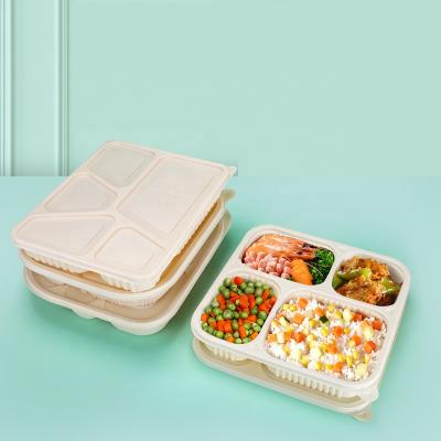 China Cornstarch 4 Compartment Recyclable Biodegradable Disposable Plastic Lunch Box en venta