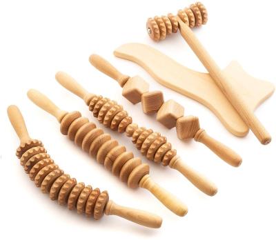 China Body Anti Cellulite Massage Maderotherapy Wooden Wooden Waist Massager Thigh Roller Tool Handheld Massager Roller for sale