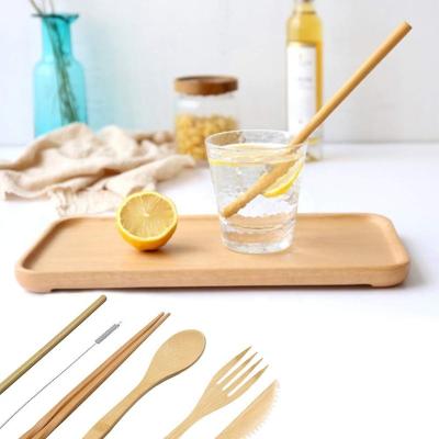 China Disposable Portable Organic Reusable Biodegradable Camping Child Eco Wooden Flatware Kitchen Utensils Set Travel Bamboo Cutlery for sale