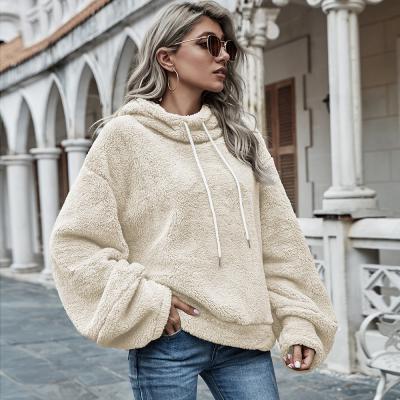 China Softly 2022 Fashion Sweater Ladies Lamb Wool Loose Thicken Long Sleeve Hoodie For Autumn for sale