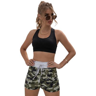 China Soft Summer 2021 Women Midwaist Lace Up Printed Casual Shorts Lady for sale