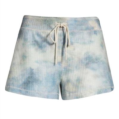 China High Quality Customized Knitted Girls Anti-wrinkle Women's Top And Shorts Workout Tie Dye Sweat Shorts Set for sale