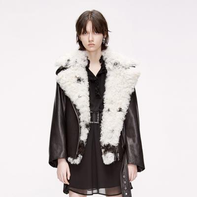 China Best Selling Wholesale Custom Motorcycle QUICK DRY For Women Ladies Black Real Fur Leather Jacket for sale