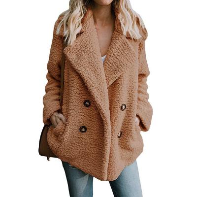 China Ladies Faux Sheepskin Soft Warm High Quality Wool Fur Long Winter Ditch Coat Plus Size Women's Coats for sale