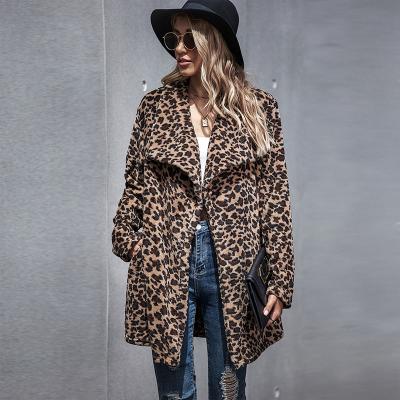 China Ladies Wool Coat Winter Fur Jacket Soft High Quality Leopard Print Genuine Shearling Warm Coat for sale