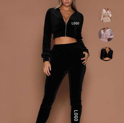 China 2021 Autumn Lady Velvet Tracksuit Two Piece Jogging Anti-pilling Piece Sets Women Velvet Lounge Tracksuit Set for sale