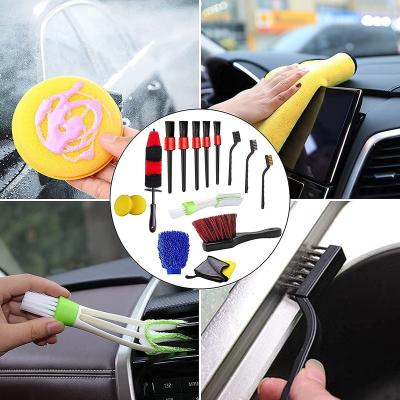 China Plastic/Nylon/Microfiber/Sponge 18 Pieces Car Wash Station Cleaning Brush Wheel Dust Removal Brush Other Exterior Accessories for sale