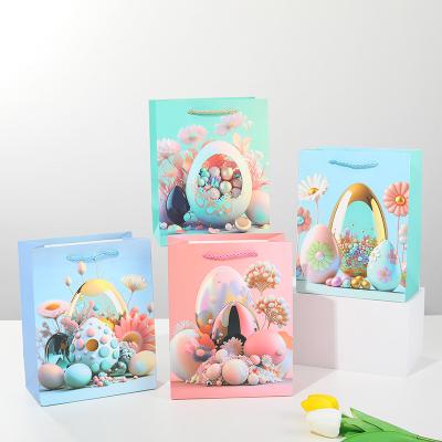 China Recycled Materials price luxury logo custom shopping paper bags Cartoon dinosaur Easter bear to make a candy paper bags with logo for sale