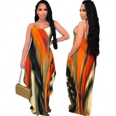 China Summer Tairun Bride Sexy Maxi Dress Woman Tie Dye Breathable Elegant Casual Stripes Tank Top for sale