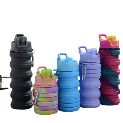 China USSE Viable Logo Eco Friendly Bottle Water Custom Collapsible, Cute Recyclable Colorful Bulk Silicone Gym Water Bottles LK358 for sale