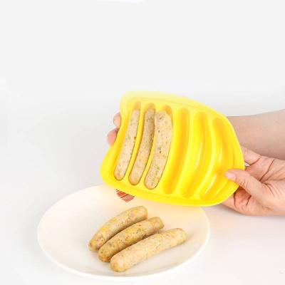 China 2023 Creative DIY Food Grade Silicone Sausage Bakeware Hot Dog Tray Mold Sausage Disposable Baking Mold With Lid for sale