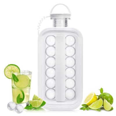 China LK245 New Hot Selling Portable Fashion Viable 2 In 1 Round Kitchen Pop Ice Ball Maker Mold Ice Cube Tray With Lid And Bin for sale