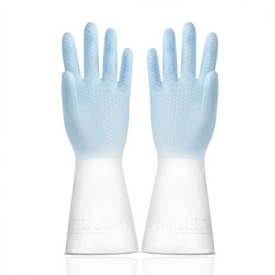 China Work Efficiently Kitchen LK378 Rubber Tool Silicone Dish Wash Cleaning Glove Customized 1 Pairs Reusable Dishwashing Cleaning Gloves for sale