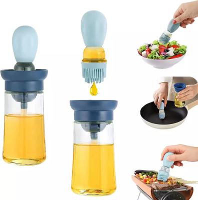 China New Type Easily Cleaned Press 2023 Oil Bottle With Silicone Brushes Sauce Pot BBQ Olive Oil Dispenser Kitchen Brush Bottles for sale