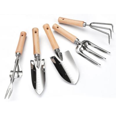 China Eco-friendly LK314 Stainless Steel 4 Pieces Garden Tool Set Heavy Duty Garden DIY Tools Tool Kit With Handle Wood Quality Work Gardening Set for sale