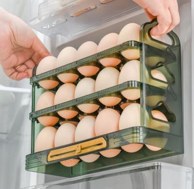 China LK266Transparent Two-Layer Fridge Egg Tray Organizer Refrigerator Side Door Stocked Storage Box With Rack for sale