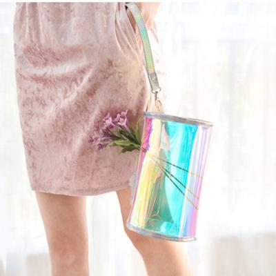 China NATIONAL Custom Logo Bag Hologram Handbag Transparent Drum Bag for sale