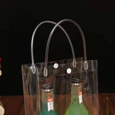 China Portable transparent Normcore/pesticide PVC packaging bag customized customized red wine bag EVA cocktail gift plastic packaging bag for sale