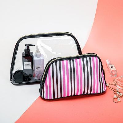 China Cosmetics Convenience New 2 Pieces Set 2 In 1 PU PVC Funny Clear Plastic Cosmetic Bag Make Up Bag for sale