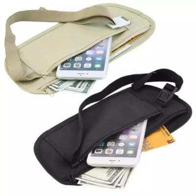 China New Travel Waist Anti-theft Pouch For Passport Money Waist Security Wallet Black Belt Bag Hidden Bag for sale