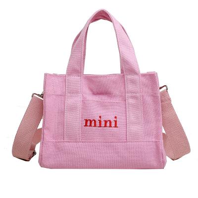 China Mini canvas bag female 2019 new shoulder bag shoulder bag wide diagonal art small fresh handled study tote bag for sale