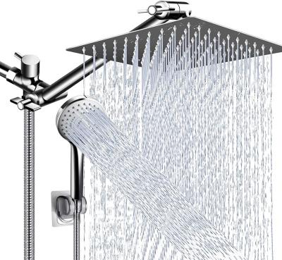 China Needle Free Redge - 10 inch Pressure Rainfall Shower Head with 11 inch Adjustable Extension Arm and 5 Setting Hand Held Shower Head Combo for sale