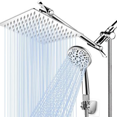 China Without Diverter 8inch Rainfall High Pressure Shower Head Combo With Stainless Steel Hose, Shower Arm Adjustable Shower Head With Hand Held for sale