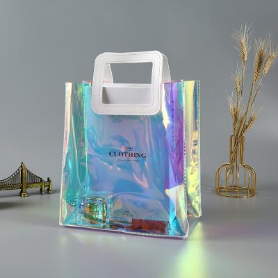 China Fashion Fashion Laser PVC Rainbow Durable Transparent Holographic Handbag TPU Washable Handbags for sale