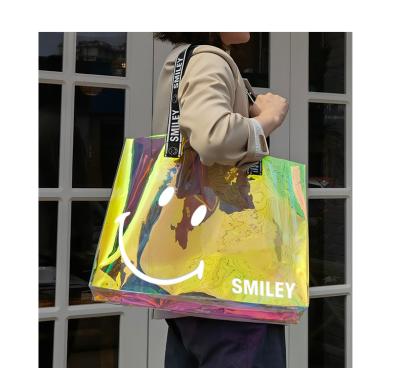 China Transparent PVC Tote Bags Fashion Hologram Laser Shoulder Bag for sale