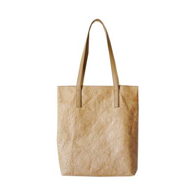 China Recyclable Custom Double Sided Eco Logo Waterproof Dupont Tyvek Canvas Washable Kraft Paper Tote Bag for sale