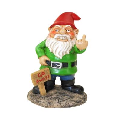 China Wholesale Europe Resin Gnome Figurine Custom Shaped Middle Finger Garden Gnome Home Decoration Ornaments for sale