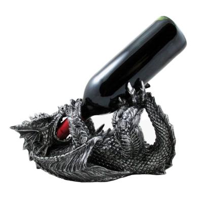 China Nice Design Black Dragon Resin Novelty Viable Wine Bottle Holder For Home Bar Decor for sale