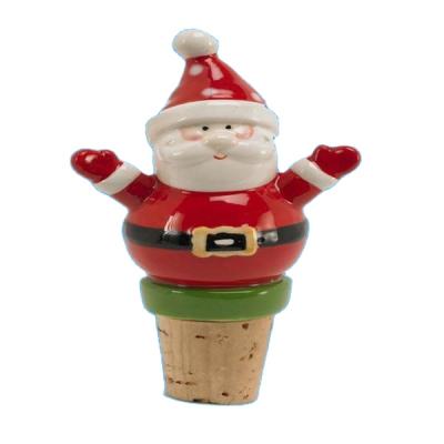 China Viable Promotional Christmas Santa Clause Resin Wine Stopper for sale