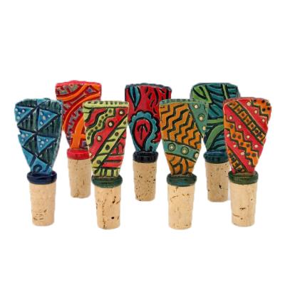 China Child Safe Rustic Ceramic Wine Cork Bottle Stopper for sale