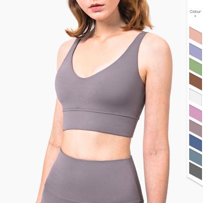 China New Arrival Women's Breathable Workout Wear High Impact Skin Friendly Nylon Yoga Tank Top Sports Wear Yoga Bra for sale