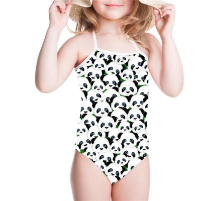 China Wholesale Custom Cute Kids Swimwear Kids Bathing Suit Swimsuit Panda Printing One-Pieces Halterneck Plus Size Bikini for sale