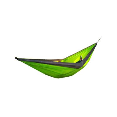 China Parachute nylon or ripstop nylon fabric portable lightweight nylon camping swings outdoor hammock recycled hammock with 2 hanging straps for sale