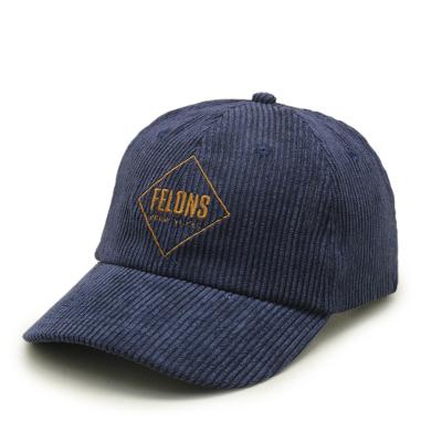 China COMMON Embroidery High Quality Corduroy Baseball Cap Uniform Custom Hat With Metal Buckle for sale