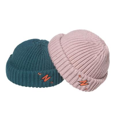 China COMMON Autumn / Wintter Warm Winter Raised Grain Beanie Knit Hat With Custom Logo Embroidery for sale