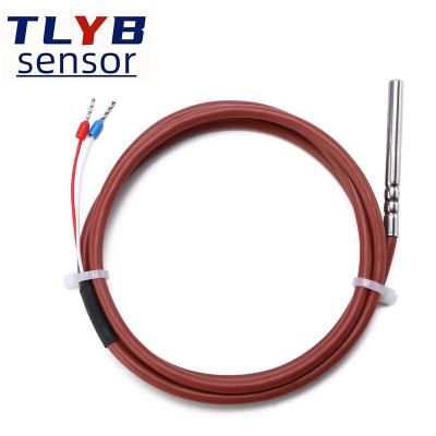 China PT100 Silicone Rubber Temperature Sensor Probe Thermocouple Platinum Thermistor Silicone Wire High Temperature Resistant, Waterproof, Oil Resist for sale