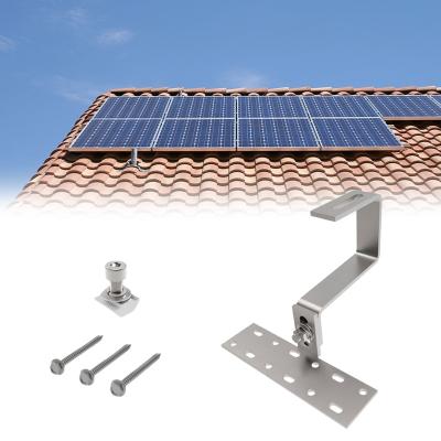 China Solar System 304 Stainless Steel Hook Solar Photovoltaic Side Rack Adjustable Tile Roof Hooks PV for sale