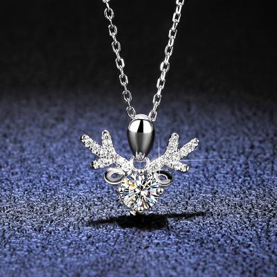 China 1ct 6.5mm D Moissanite Pendant 925 Sterling Silver Necklace New S925 Diamond Test Passed Jewelry Women's CLASSIC Gift for sale