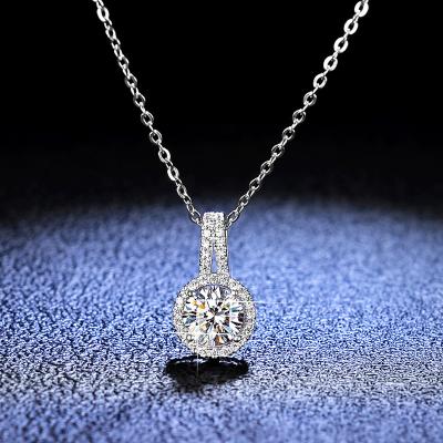 China 925 Sterling Silver Round Cut Created Moissanite Diamonds Gemstone Necklace Engagement Fashion Jewelry CLASSIC Dangle Pendants for sale