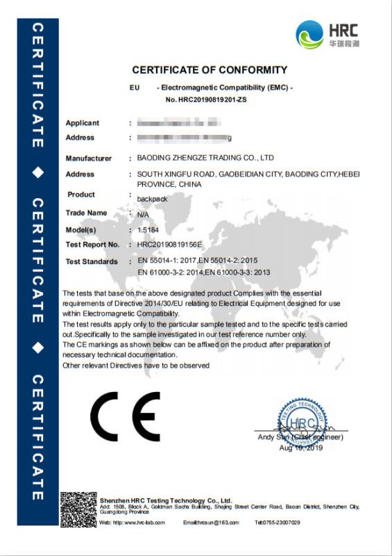 CE - Baoding Zhengze Trading Co., Ltd.